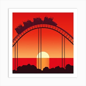 Rollercoaster At Sunset Square Art Print