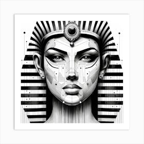 Cleopatra Head - Abstract Line Art Illustration 78 Art Print