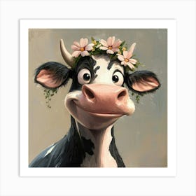 Cow With Flower Crown 1 Poster