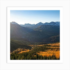 Alpine Landscape Bathed In The Warm Hues Of Autumn Vast Panoramic View Dominates The Scene Golden (4) Art Print