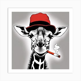 Giraffe Smoking A Cigarette Art Print