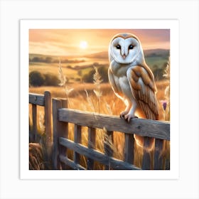 Resting Barn Owl in Early Autumn Art Print