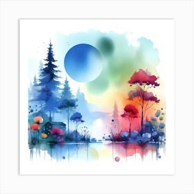 Watercolor Landscape Painting 56 Art Print