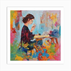 Woman Writing Art Print