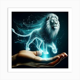 Holographic Lion spirit Art Print