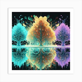 Three Colorful Trees in neon colors 4 Art Print