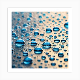 Blue Water Droplets 1 Art Print