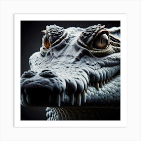 Crocodile Head isolated on black background 1 Art Print