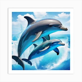 Dolphins In The Sea Art Print