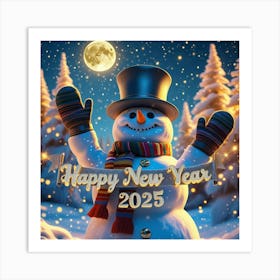 Leonardo Phoenix 10 A Whimsical Snowman Adorned With A Stylish 3 Art Print