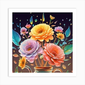 Luminous pastel flowers 9 Art Print