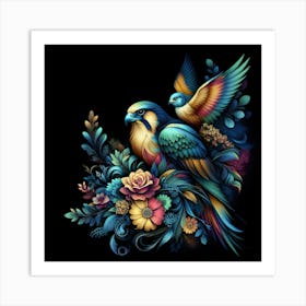 Eagles And Flowers 1 Art Print