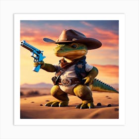 Cowboy Lizard Art Print