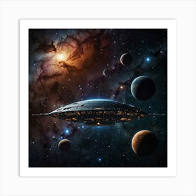 Spaceship In Space 1 Art Print