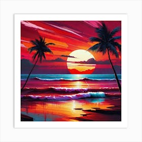 Sunset At The Beach 239 Art Print