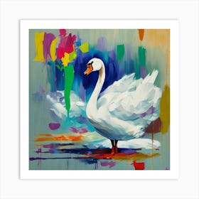 Swan Painting Bird Animal Art Print