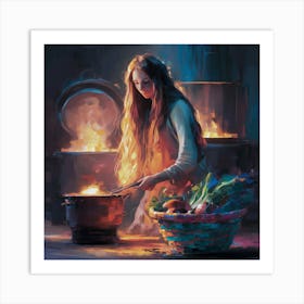 Girl Cooks Art Print