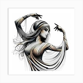 Belly Dancer - Abstract Line Art Illustration 260 Art Print