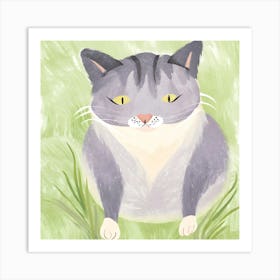 Cat In Grass Art Print