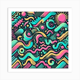 Retro Style Doodles Art Print