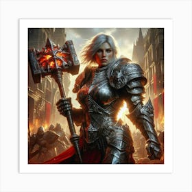 Woman In Armor Art Print