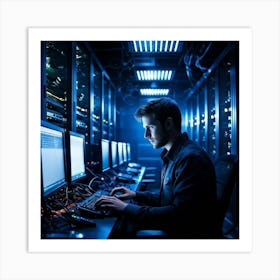 A Cutting Edge Server Room Filled To The Brim With Sleek High Tech Equipment Humming With Energy (5) Art Print