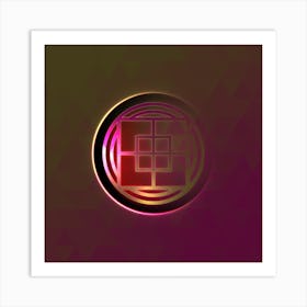 Geometric Neon Glyph on Jewel Tone Triangle Pattern 041 Art Print