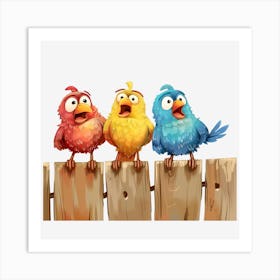 Birds On A Fence 1 Art Print