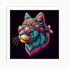 Hippie Cat Art Print