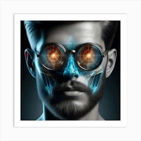 Futuristic Man With Glasses 1 Art Print