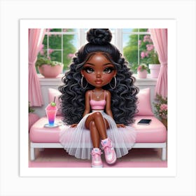 Black Girl With Long Hair 3 Art Print