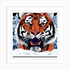 Tiger In The Snow Art Print