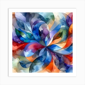 Watercolor Abstract Floral Flower Wall Art 2 Art Print