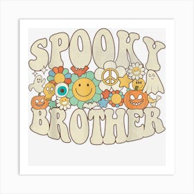 Spooky Brother Matching Retro Halloween Ghost Boo Art Print