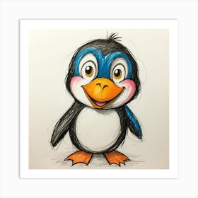 Penguin Drawing 2 Art Print