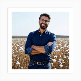 Man In Cotton Field 1 Art Print