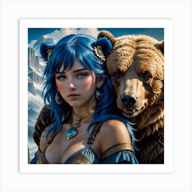 Girl With A Bear Art Print