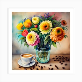 Coffee And Flowers Art Print