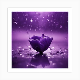 Purple Flower In The Rain Art Print