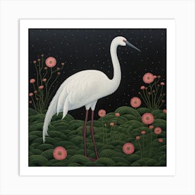 Ohara Koson Inspired Bird Painting Greater Flamingo 3 Square Art Print