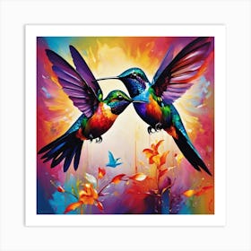 Multicolor Abstract Hummingbird Art 0 Art Print