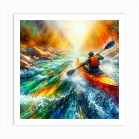 Canoeing In The River Art Print