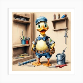 Duck In A Toolbox Art Print