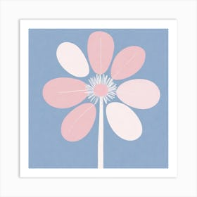 A White And Pink Flower In Minimalist Style Square Composition 721 Art Print