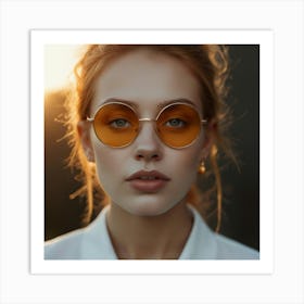 Portrait Of A Woman In Sunglasses Art Print