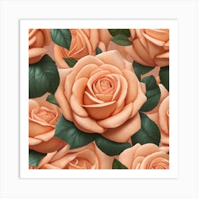 Peach Roses 11 Art Print