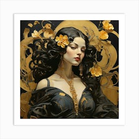 Woman With Flowers 1 Art Print