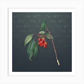 Vintage Cherry Botanical on Slate Gray Pattern n.0856 Art Print