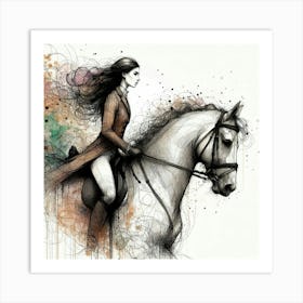 Girl Riding Horse Art Print