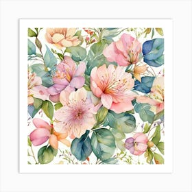 Watercolor Floral Pattern 2 Art Print